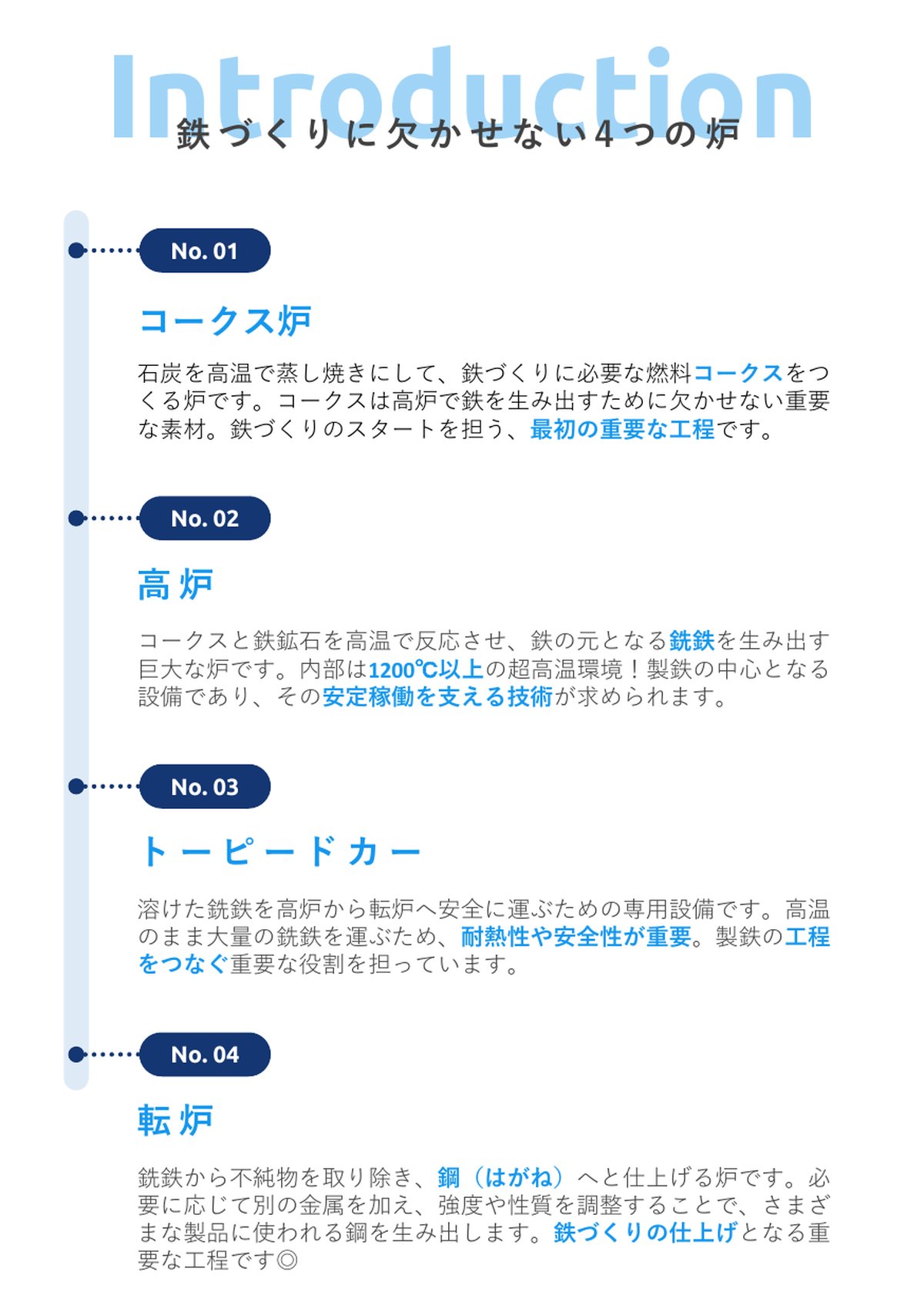 大和工業 採用漫画:鉄づくりに欠かせない4つの炉